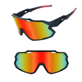 Tunfund Vipers Sunglasses Men Women,Cycling glasses,Polarized Sports Sunglasses for Bike Fishing Running and Climbing UV 400 (Red+Black)