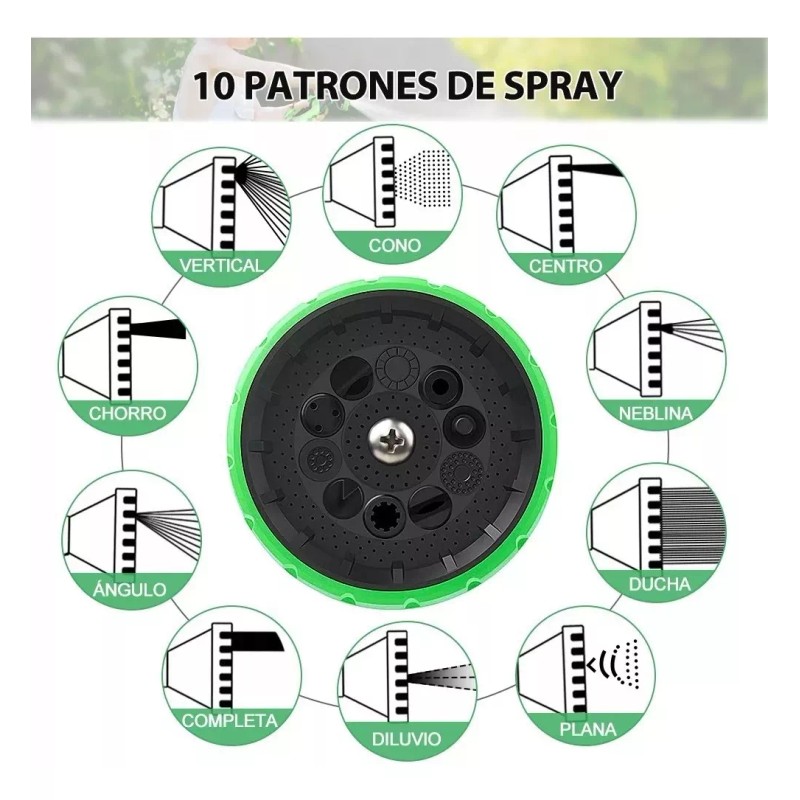 ZHX Manguera De Jardín Expandible 30m Con Pistola 10 Modos