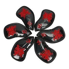 Iron Cover Golf Wedge Cover Head Cover Golf 6 Pack Robot Skull Red Blue Green (Red)
