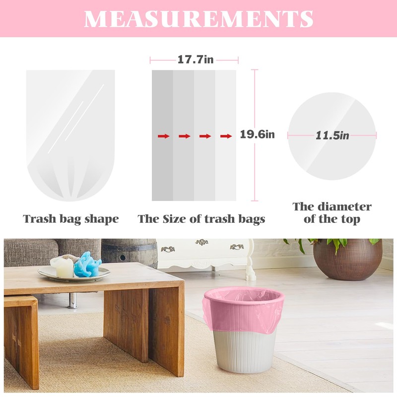 4 Gallon 300pcs Trash Bags Colorful Clear Garbage Bags, Bathroom