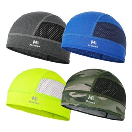 MELASA 4 Pack Cooling Skull Cap for Men Women, Breathable Mesh Helmet Liner, Sweat Bike Cap for Cycling Motorcycle Hard Hat