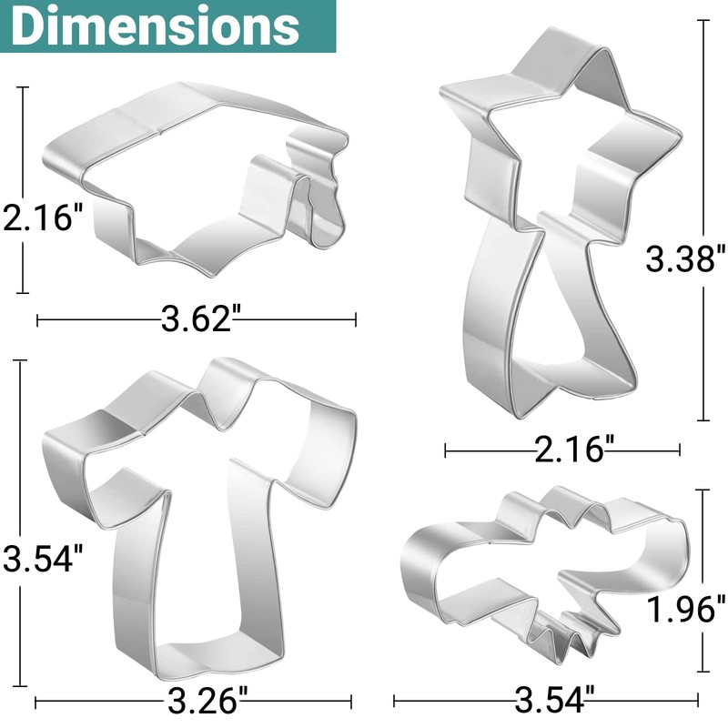 Cookie Cutters 4 PCS, Graduation Cookie Cutters by JOB JOL,