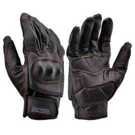 Daytona 76374 Motorcycle Gloves, For Spring, Summer, Fall, and Winter, Genuine Goatskin Leather, Hard Protector Gloves, Brown, Size XL