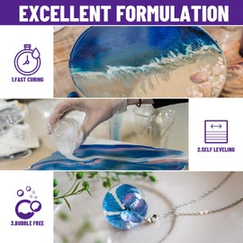 Bond Craftor Epoxy Resin Kit 64 OZ, Clear Crystal Resina Epoxica Food Safe, Casting Resin for Art Craft, Jewelry Making, DIY