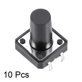 sourcing map 12x12x15mm Panel Mini/Micro/Small PCB Momentary Tactile Tact Push Button Switch DIP 10PCS