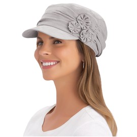 Collections Etc Stylish and Comfortable Floral Embellished Hat Gray NO Size