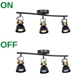 CRAFTRONOS 3 Light Foldable Track Lighting Kit, Matte Black Brass Finish Pivot Shades Rotatable Arm with GU10 Socket Modern Ceiling Spot Light for Kitchen,Bedroom,Living Room Home Improvement