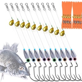 DAMIDEL 10Pcs Fishing Bullet Weights Texas Rigs Ready Kit,Worms, Sinker (10g/7g/5g), Worm Hooks, Carbon line,Spinner Blades，Eye Beads Bait, Fishing Bass Rig Saltwater Freshwater(5g)