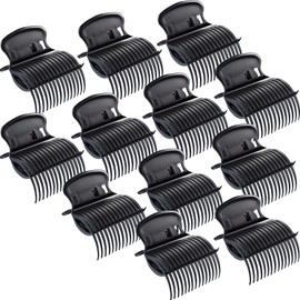 POFET Pack of 12 Hot Roller Clips, Hair Rollers, Claw Clips, Replacement Roller Clips, for Women, Girls, Hair Section Styling, Black