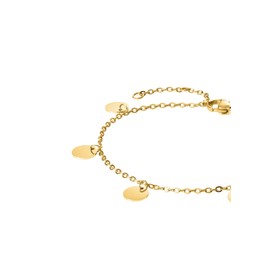 Purelei® Kalea Women's Anklet - Stainless Steel 18K Gold Plated / Rose Gold / Silver - With 5 Symbol Pendants - Adjustable 21-25 cm - Waterproof, One size, Stainless Steel, Agate