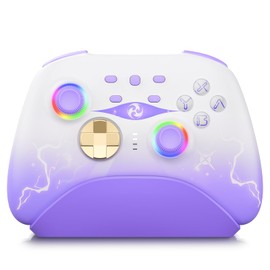 Mytrix Switch ホール コントローラー 充電ドック付き ワイヤレスコントローラー ホール効果スティック/ホールトリガー (ドリフトなし) スイッチ プロコン 背面ボタン付き RGBライト PC用ゲームパッド Switch/Lite/有機ELモデル/Windows PC/Steam Deck/iOS/Android 用 紫
