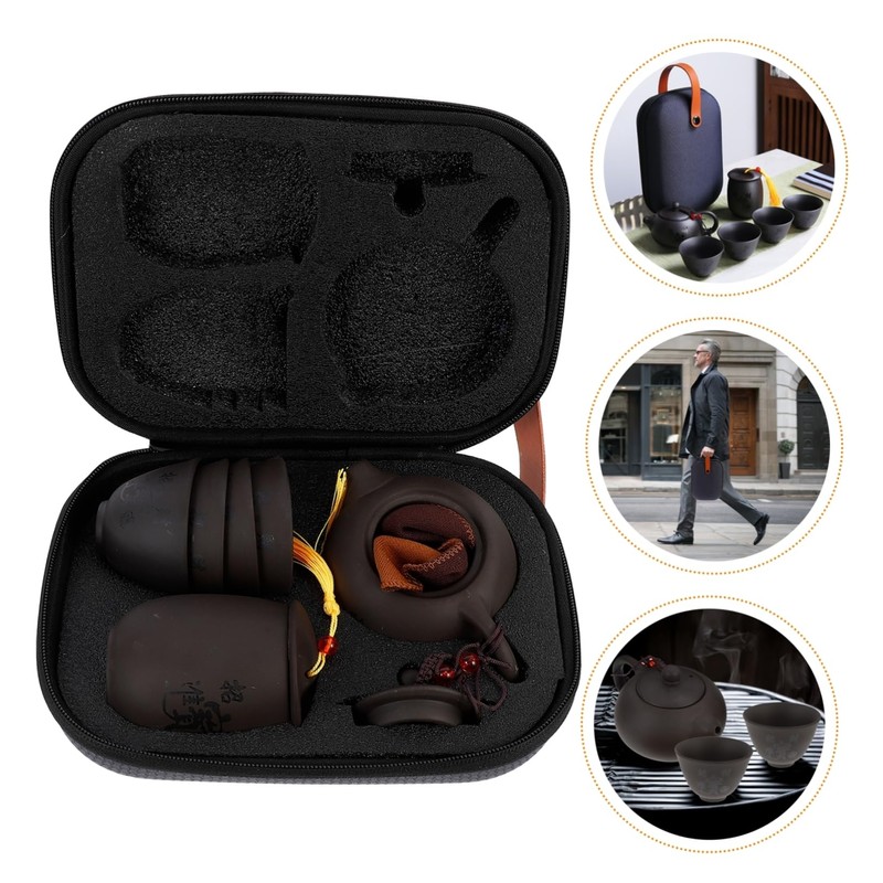 Alipis Vintage Style Bag Tea Set Complete Travel Teapot Set