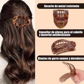 6PCS Horquillas Planas para Cabello, Pinzas para Curvas para Mujeres Cómodas, Sujeción Fuerte,Pinzas Planas para Cabello, Se Puede Usar En Todo Tipo D