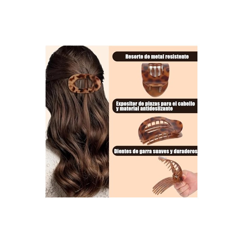 6PCS Horquillas Planas para Cabello, Pinzas para Curvas para Mujeres