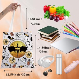 BWWKTOP 4th Wing Tote Bag Dragon Rider Inspired Gifts Fantasy Bookish Grocery Bag 4th Wing Merchandise (4th Wing TG)