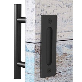 EaseLife 10" Sliding Barn Door Handles and Pulls, Rustic Double Sided Hardware Set, Heavy Duty, Matte Black Powder Coated Finish, Easy Install