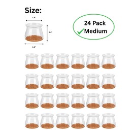 CASAMAX Chair Leg Floor Protectors – Silicone Caps, Cups & Sliders with Felt Pads – Non-Slip Furniture Leg Covers to Protect Hardwood & Tile Floors, Reduce Noise (24, Medium)