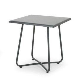 Christopher Knight Home Doris Outdoor Modern 18" Side Table with Steel Legs-Gray
