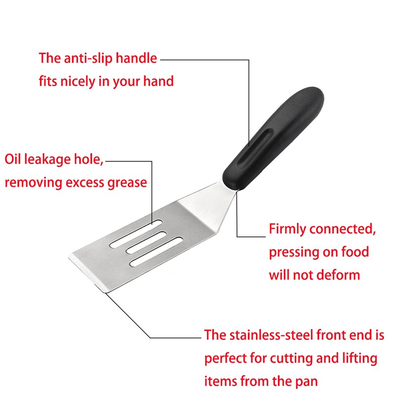 Slotted Mini Metal Spatula Turner for Cast Iron Skillet -