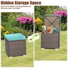 RELAX4LIFE Wicker Outdoor Storage Ottoman, 2-Piece Rattan Footstool w/Removable Cushion,