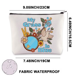 JNIAP Bluegrass Music Makeup Bag Bluegrass Music Gifts Banjo Player Gifts My Grass Is Blue Banjoist Gifts (MY GRASS mb)