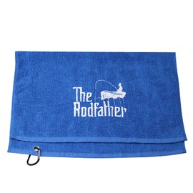 Fishing Towel Fisherman Gift The Rodfather Dad Papa Embroidered Towel with Clip (The Rodfather)