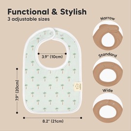 KeaBabies 8-Pack Organic Baby Bibs for Boys, Girls - Super Absorbent Cotton Drool Bibs for Baby Girl & Boy, Teething Toddler, Drooling Newborn, Ultra Soft & Machine Washable (Roarsome)