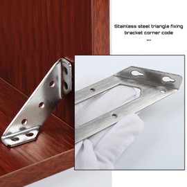 ECSiNG 8PCS Stainless Steel Corner Brace Connectors Triangular Flange Angle Bracket Heavy Duty Shelf Bracket Mending Plate for Cupboard Cabinet Chair Fixing