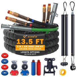 XaXmTee 13.5 FT Semi Truck Air Lines Kit with 2 Pcs Tender Spring Kit and Glad Hands with Gladhand Holder & Handles 3IN1 Trailer Cord and Air Hoses Kit for Truck Trailer Tractor