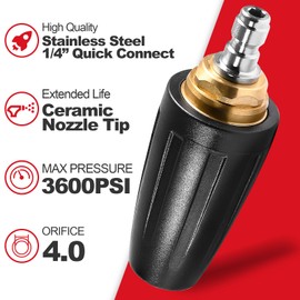YAMATIC Pressure Washer Tips Turbo Nozzle, 360° Rotating Spray Turbo 3600 PSI 4.0GPM with 1/4" Quick Connector, Compatible with Ryobi, Generac, Greenworks, Craftsman, Troybilt, Simpson