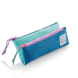 Miquelrius Pencil Case with Two Compartments, Mini School Pencil Case, Durable Plastic Zips, Metal Handles, Pencil Case, 200 x 90 x 15 mm, Rider Purple, 200 x 90 x 15 mm, Rider Recycled