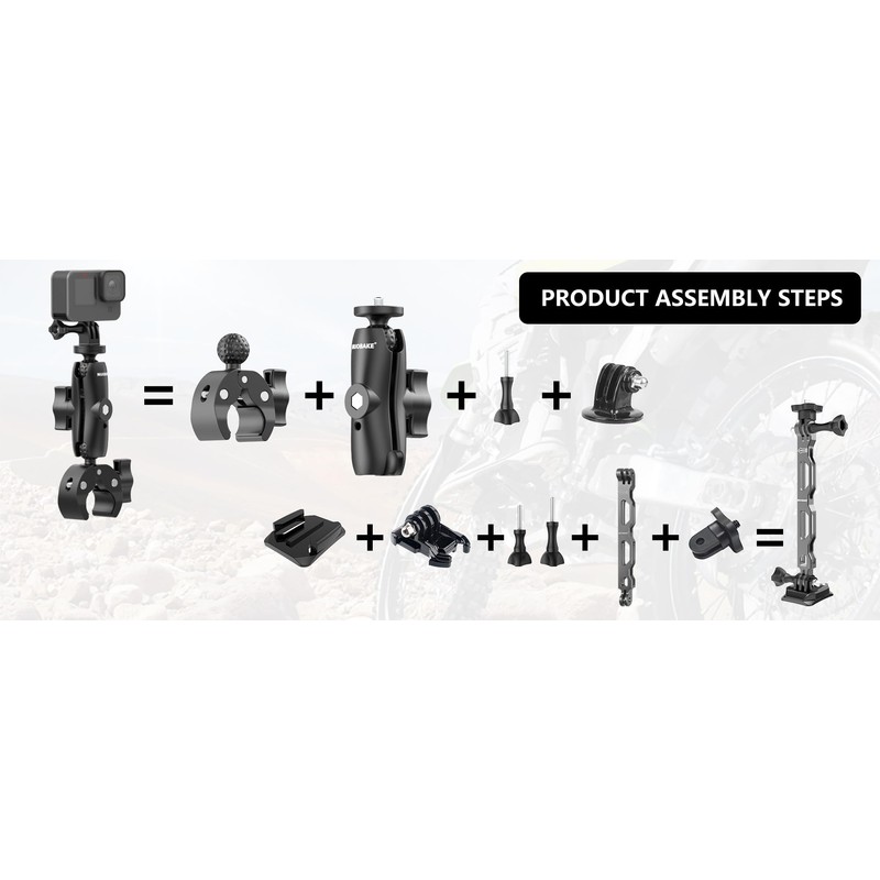 MomenTrue 38 in 1 Motorcycle and Bicycle Mount Kit for