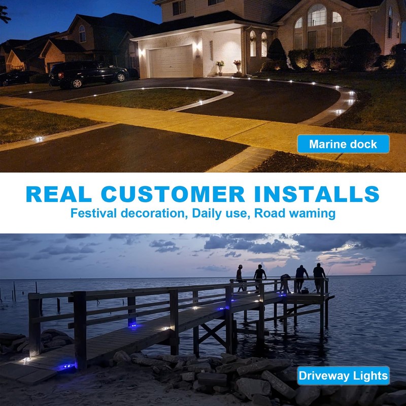 VOLISUN Solar Driveway Lights Dock Marine Lights 16 Pack,2 Colors