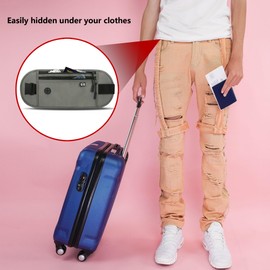 Travel Money Belt Under Clothes, Ginsco Slim RFID Blocking Passport Holder Travel Money Pouch for Men and Women, Anti Theft Travel Hidden Wallet with Earphone Hole ConcealedLightweight Gray 14''
