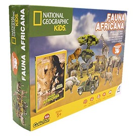 Novelty, Libro de Actividades con Rompecabezas, 3D, NatGeo Kids, Fauna Africana, Juego de Mesa, Máxima Calidad, Juegos Clásicos y Tradicionales