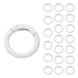 sourcing map 24 Pcs Trigger Spring O Rings, 0.6 Inch Round Snap Clip Small Welded Multi-Purpose Metal Rings for Camping Dog Luggage Belt Craft DIY Accessories, White