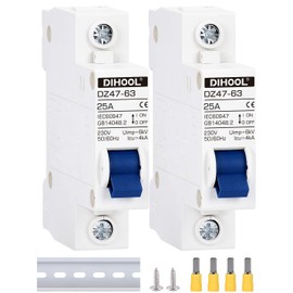 DIHOOL Miniature Circuit Breaker MCB, 1 Pole, 25Amp,230VAC,Type C, 2pcs