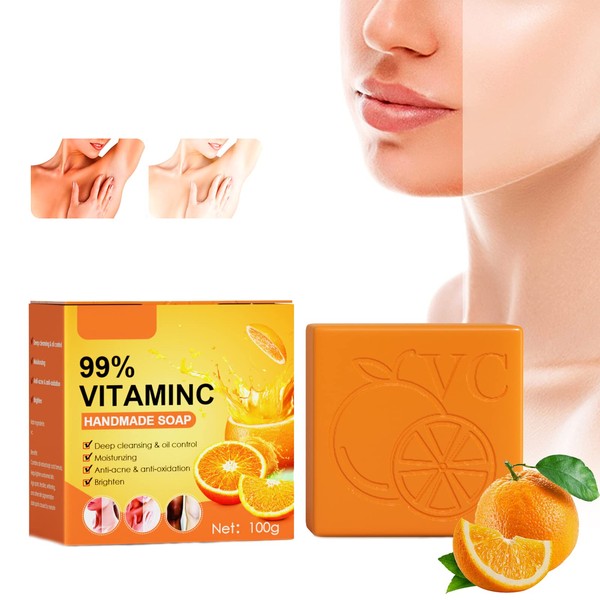 Vitamin C Soap, Whitening and Brightening Soap, Body Care Soap, All Natural Soaps, Orange Vitamin C Handmade Soap, Face and Body Exfolian Moisturizing Whitening