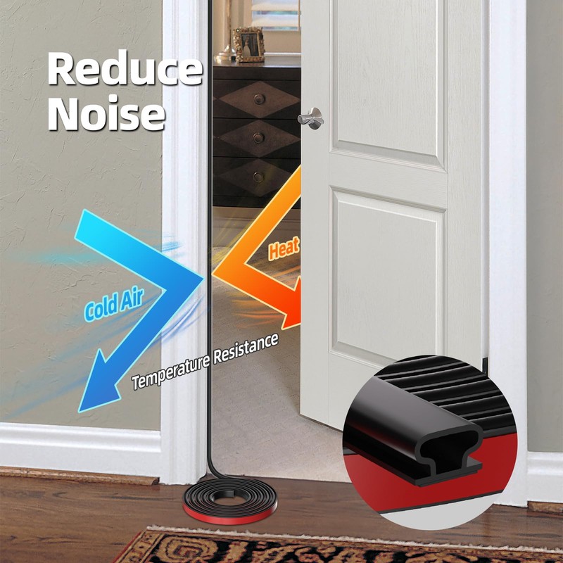 JSIWOTH Weather Stripping, Black D-Shaped Rubber Seal Strip for Doors/Windows,