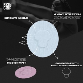 Skin Grip CGM Sensor Patches Compatible with Medtronic Guardian (20-Pack), Waterproof & Sweatproof for 10-14 Days, Pre-Cut Adhesive Tape, Continuous Glucose Monitor Patch, Pastel Pack