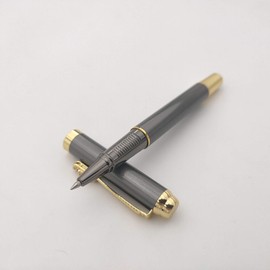 Accod Classic Business Metal Ballpoint Pen Signature Pen Rollerball Gel Pen High-end Gift Box with Two Replaceable Refills for Office Family and Business Partners (Grey)