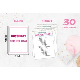 Disfuco Birthday Game Cards - 30 Multicolor Cards for Kids, Teens, Sisters, Class Students, Girls' Parties