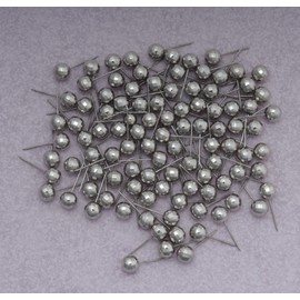 SOWAKA 120 Pcs 6mm Map Tacks with Steel Point Bead Head Gold Mini Push Pins for Bulletin Cork Board DIY Crafting Project Wall Office Home School Use (Silver)