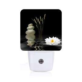 FSHVQKD Zen White Lotus Night Light,Plug Into Wall with Dusk to Dawn Light Sensors, Warm Nightlights for Bedroom, Bathroom, Hallway, Kitchen, Gifts Ideal for Boys Girls Women Men