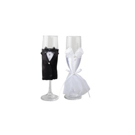 Kopira Juego de 2 Flauta Champagne, Vasos de Vidrio, Copa de Vino Transparente, Copas de Tostado Elegantes para Fiestas, Bodas, cumpleaños, Reuniones Familiares, Aniversario para Novia y Novio