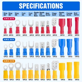 Nilight 540PCS Mixed Quick Disconnect Electrical Insulated Butt Bullet Spade Fork Ring Solderless Crimp Terminals Wire Connectors Assortment Kit