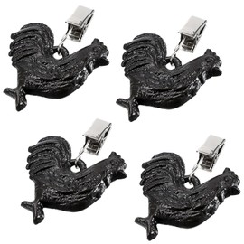 SUMTree 4-piece Cast Iron Antique Cock Tablecloth Weights, Pendant Tablecloth Weights Hangers with Metal Clips, Table Cover Weights for Party, Wedding, Picnic, Black