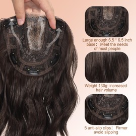 Ameyra 12" Hair Toppers For Women,Toppers Hair Pieces For Women,Large Coverage Invisible Hairpiece Clip-In Volumizing & Curl Wiglet For Thinning Crown/Hairloss-Mixed Chestnut