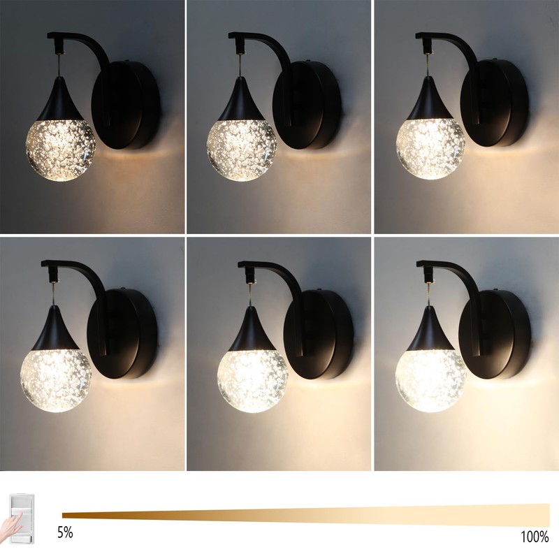 MASIVEL Crystal Wall Sconce Indoor, Bubble Modern Wall Sconces, Dimmable