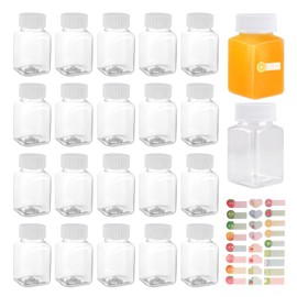 SJDOFU Bottles with Lids, Pack of 20 Small Reusable Leak-Proof for Filling, Leak-Proof Bottle for Juices, Water, Smoothies, Drinks, Ginger Shot (White)